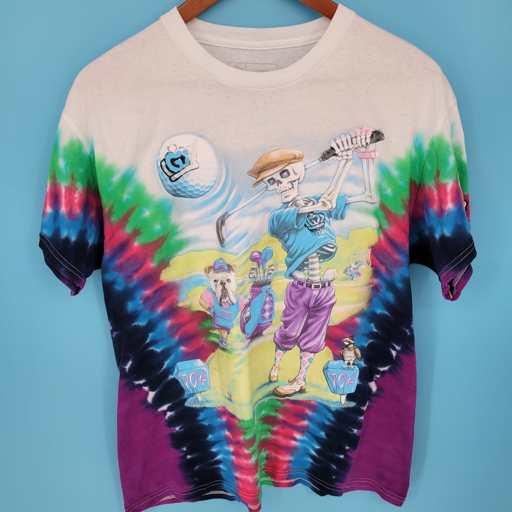Glory Days 704 charlotte Golf Skeleton T-Shirt Large Tie Dye Grateful Dead Style